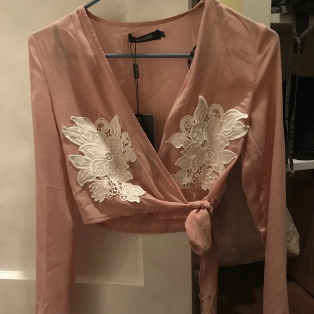 Misguided Cropped Blouse Small - image 1